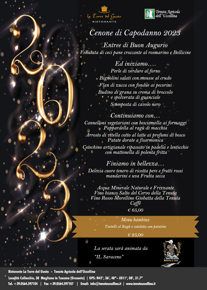 Menu Capodanno 2023 Tenuta Uccellina